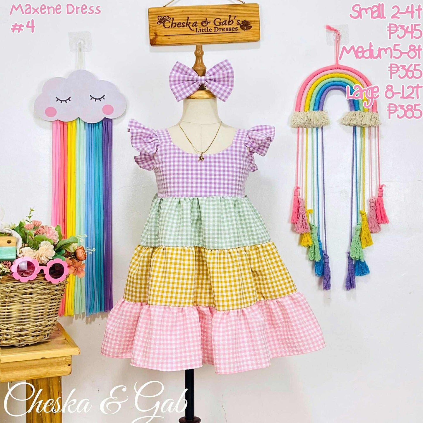 Maxene Dress - Pastel Bloom Checkered (New Collection)
