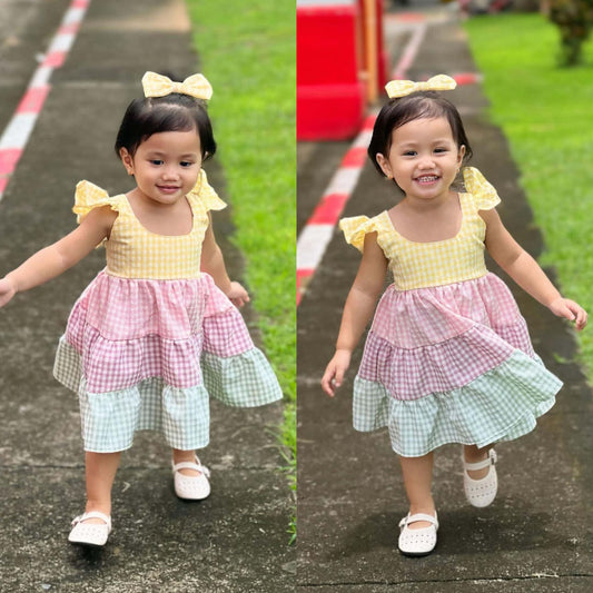 Maxene Dress - Pastel Bloom Checkered (New Collection)