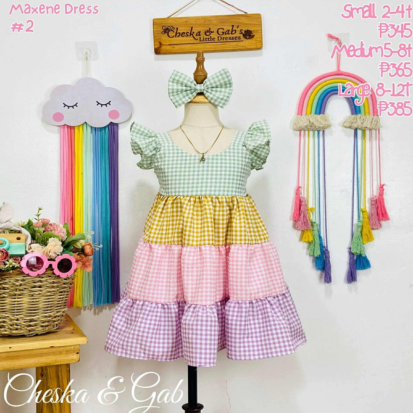 Maxene Dress - Pastel Bloom Checkered (New Collection)