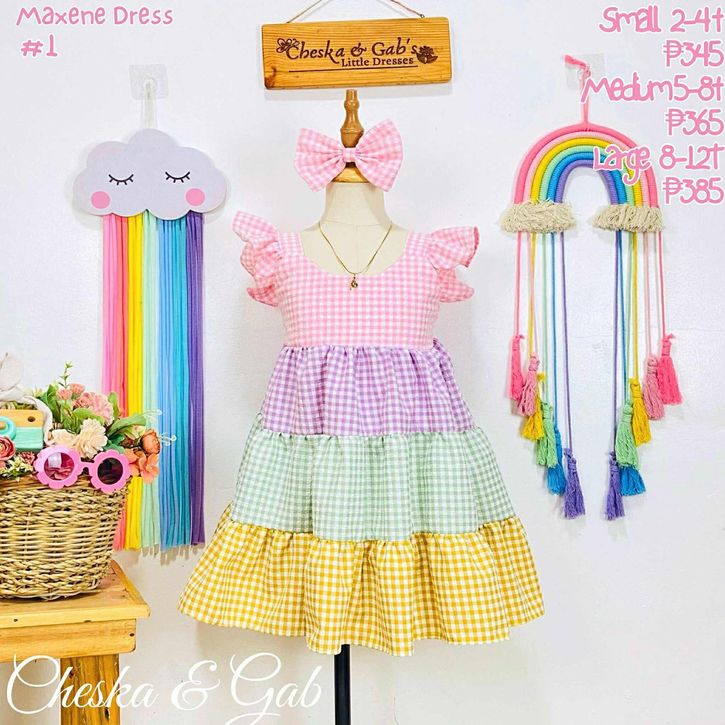 Maxene Dress - Pastel Bloom Checkered (New Collection)